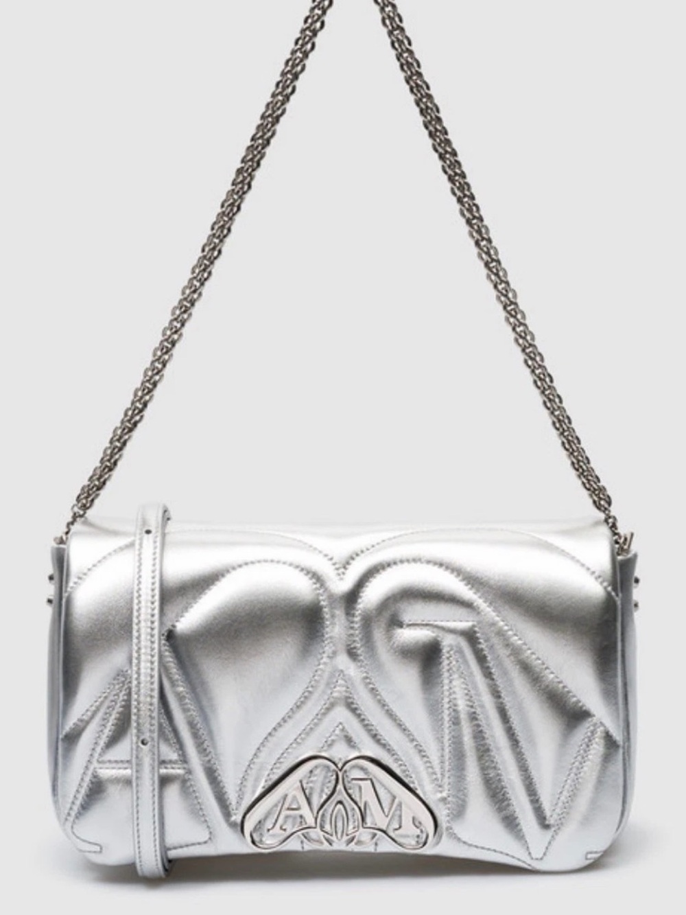 ALEXANDER MCQUEEN Seal Small Gray/Silver Shoulder Bag. Brand New/100% Authentic